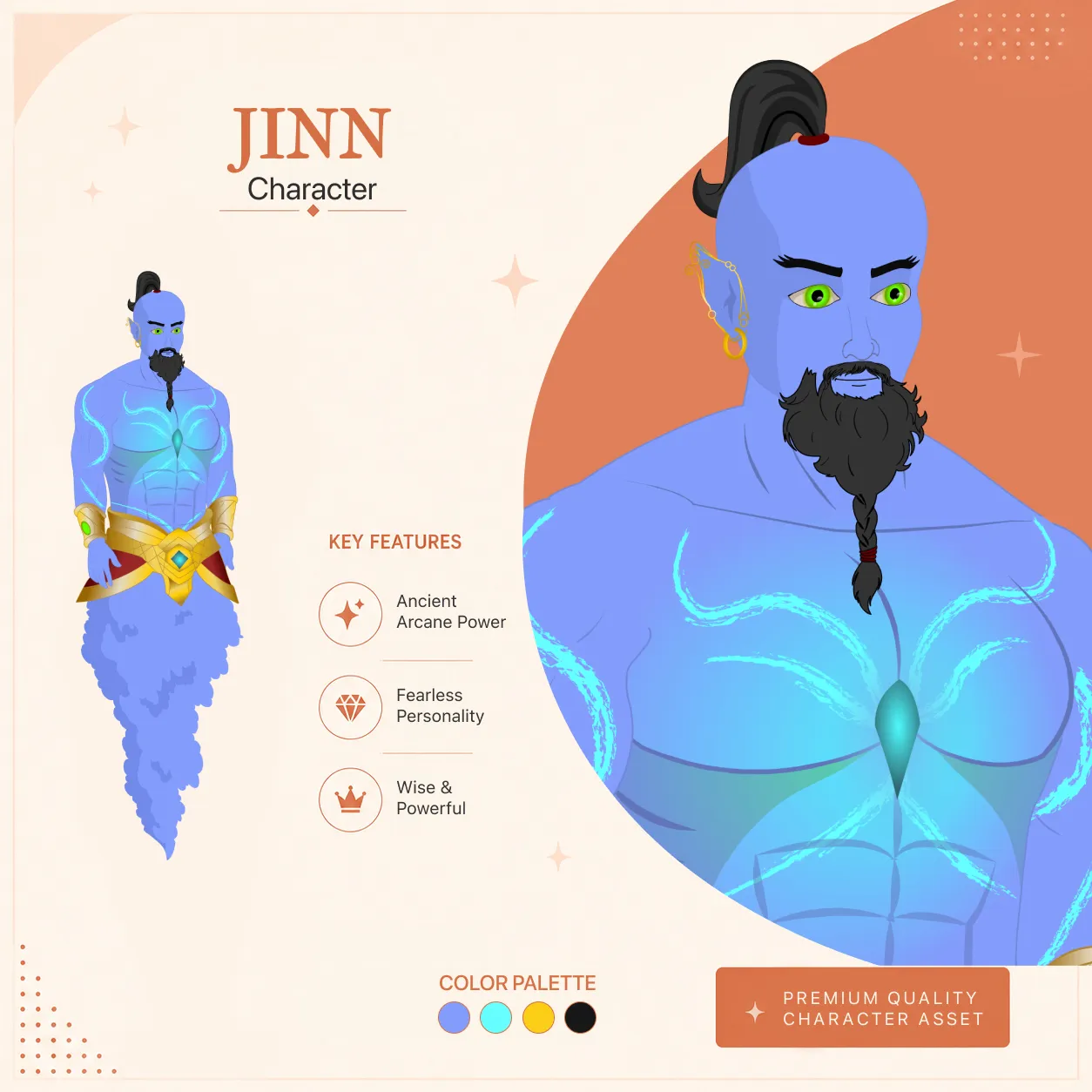 Jinn 2D Fantasy Character | Fully Rigged & Animated | Magical Genie & Story Animation