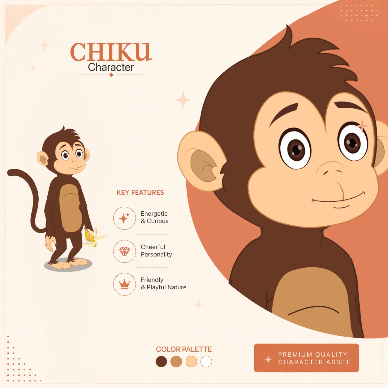 Chiku 2D  Monkey Character | Fully Rigged & Animated |  Animal Character for  Hindi Story Animation