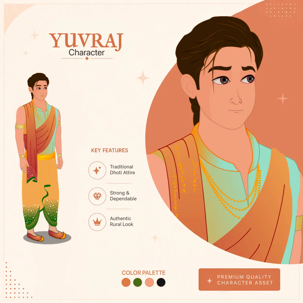 Yuvraj 2D Royal Character | Traditional Indian Prince | Fully Rigged & Animated