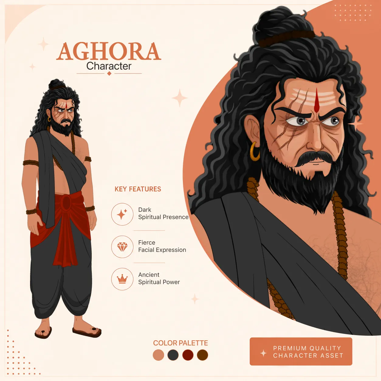 Aghora 2D Character | Dark Spiritual Sadhu | Mythology Character