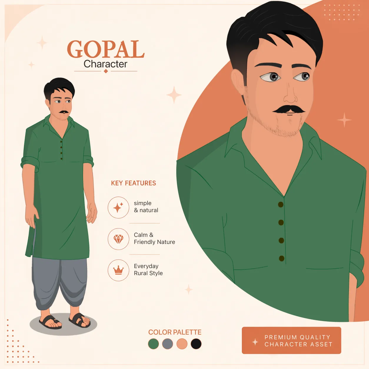 Gopal 2D Village Character | Rural Man |Cartoon Character | Hindi Story Animation
