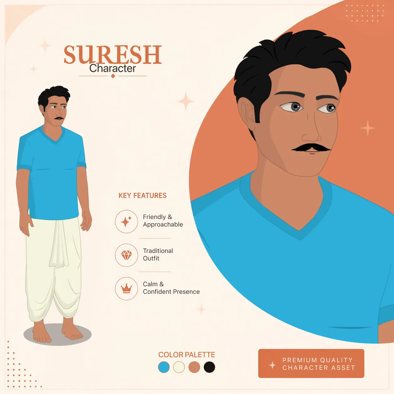 Suresh 2D Male Character | Fully Rigged & Animated | Male Village Character for Story Animation