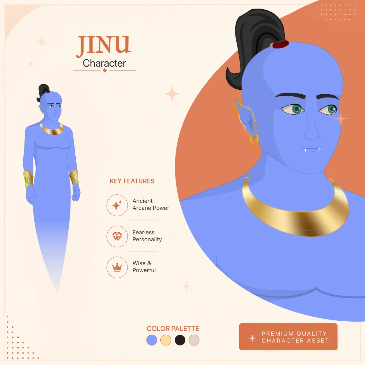 Jinu 2D Genie Character | Fully Rigged & Animated | Friendly Spirit for Story Animation